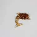 Resin crystal dolphin ornament, red stone gold foil marine animal decor craft accessory - 6.5*5.5*1cm / Red Jasper