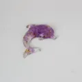 Purple Resin Dolphin Crystal Craft Ornament with Amethyst Stones and Gold Foil Decor - 6.5*5.5*1cm / Lavender