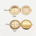 Gold stainless steel locket pendant blank DIY engraved filigree floating locket photo memory - Style 7
