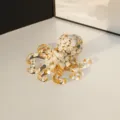 Resin octopus figurine with natural crystal gravel and gold flakes, crystal epoxy animal craft. - White Turquoise