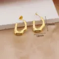 Pendientes de aro geométricos irregulares chapados en oro, joyería de acero inoxidable elegante. - Estilo Abierto Geométrico Irregular / 24x18mm / EDA07
