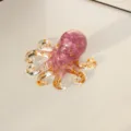 Crystal Resin Octopus Figurine Desktop Ornament with Gold Foil Purple Stones 1Pcs. - Lavender