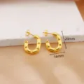 Pendientes de aro en forma de u de estrella de acero inoxidable dorado variante tamaño 20x16mm. - Estilo en Forma de U con Relieve de Estrellas / 20x16mm / EDA08