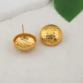 Pendientes de botón de cúpula martillada chapados en oro variante esférica de acero - 25mm / Dorado