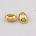 Gold-plated oval dome stud earrings stainless steel minimalist fashion jewelry accessory - 18*25mm / Gold