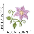 Exquisite pink floral embroidery patch, decorative fabric applique with green leaves and vine. - Pink Flower Green Vine (W35MD-088-08)