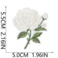White rose embroidered cloth patch, iron-on decorative flower badge for denim jacket. - White Rose (W35MD-082-09)