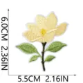 Yellow Magnolia Flower Embroidered Cloth Patch Iron on Applique Badge, 6x5.5cm style - Yellow Floral (W35MD-072-12)