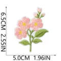 Cute pink floral embroidered patch iron on badge for clothing jackets and DIY apparel. - Pink Flower with Stamen (W35MD-083-13)