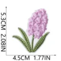 Embroidered flower patch for denim jacket, purple floral iron-on badge, 5.3x4.5cm. - Purple Floral Green Leaf (W35MD-088-14)