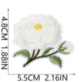 White Peony Flower Embroidered Patch Iron-on Applique DIY Clothing Decor Variant - White Peony with Buds (W35MD-085-15)
