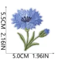 Blue cornflower embroidered patch iron on badge DIY clothing accessory applique 5.5x5cm - Blue Cornflower (W35MD-082-19)