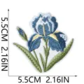 Blue iris flower embroidered patch iron on badge for denim jacket clothing decoration 5.5cm - Blue and White Iris (W35MD-083-20)