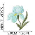 Blue iris embroidery patch iron-on applique for denim jackets and clothing decoration. - Light Blue Iris (W35MD-075-23)