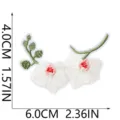 Embroidered flower patch iron on badge for denim jacket clothing DIY decoration 4x6cm - White Floral (W35MD-07-24)