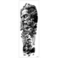 Tatouage temporaire étanche bras entier, design noir et blanc de Zeus et navire pour hommes. - TQB-290 / 170*480mm