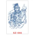 Autocollant de tatouage temporaire étanche au jus de plante, design d'art de ligne de guerrier ancien. - GZ-666