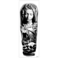 Autocollant de tatouage temporaire étanche pour bras gothique crâne noir et blanc grand - TQB-291 / 170*480mm