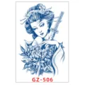 Adesivo per tatuaggio temporaneo impermeabile al succo, geisha giapponese e fiori, vista. - GZ-506