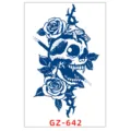 Pegatina de tatuaje temporal de hierbas con diseño de calavera y rosa para el cuerpo. - GZ-642