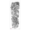 Pegatina de tatuaje temporal impermeable para brazo completo diseño de dragón y carpa koi en negro. - TQB-284 / 170*480mm