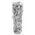Autocollant de tatouage temporaire imperméable avec motif phénix et pivoine en noir et blanc. - TQB-313 / 170*480mm