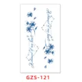 Adhesivo de tatuaje semipermanente de jugo con flores azules y letras de constelacion. - GZS-121