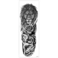 Autocollant de tatouage temporaire imperméable bras entier lion rose hibou noir et blanc - TQB-289 / 170*480mm
