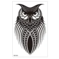Autocollant de tatouage totem hibou noir imperméable pour bras, art corporel temporaire. - TBS-8091 / 120x190mm