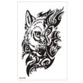 Autocollant de tatouage temporaire imperméable totem de loup noir pour art corporel. - TBS-8090 / 120x190mm