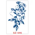 Autocollant de tatouage floral rose bleu semi-permanent au jus de plante pour art corporel. - GZ-646