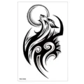 Autocollant de tatouage temporaire loup tribal noir lune hurlante imperméable art corporel. - TBS-8088 / 120x190mm