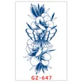 Autocollant de tatouage imperméable au jus de plantes papillon et fleurs bleues. - GZ-647