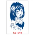 Autocollant de tatouage temporaire imperméable au jus de plantes, design fille anime punk bleu vif. - GZ-648