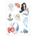 Kids waterproof temporary tattoo stickers sheet featuring cute cartoon mermaids and ocean animals. - TH-380 / 148*210MM