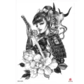 Waterproof temporary tattoo sticker Japanese geisha samurai peony flower half arm art - HB-546