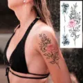 Wasserdichter bunter Blumen-Tattoo-Aufkleber für Arm und Körperkunst stilvolle Dekoration. - TL-219 Muster / 90*190mm