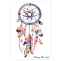 Waterproof temporary tattoo sticker featuring a colorful watercolor dreamcatcher design. - HB-630 / 148*210MM