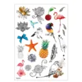 Variante de hoja de pegatina de tatuaje temporal impermeable con coloridos patrones florales. - TH-19 / 148*210MM