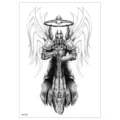 Waterproof temporary tattoo sticker featuring a fierce winged knight warrior body art design. - TH-571