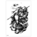 Waterproof temporary tattoo sticker featuring an ancient Chinese warrior horse rider design for men. - TH-457