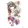Adhesivo de tatuaje temporal geisha japonesa impermeable para medio brazo duradero - HB-082
