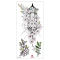 Adhesivo de tatuaje temporal impermeable jaula de pájaros flores coloridas para arte corporal. - Tl-173 / 90*190mm