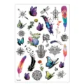 Set de pegatinas de tatuaje temporal impermeable con mariposa y flores para arte corporal. - TH-24 / 148*210MM