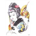 Tatuaje temporal impermeable de serpiente geisha japonesa, variante de estilo de arte corporal de brazo. - HB-084