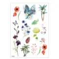 Watercolor temporary tattoo sticker sheet featuring vibrant flowers and cute butterflies for body art. - TH-25 / 148*210MM