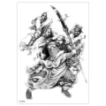 Waterproof temporary tattoo sticker featuring warrior sketch design for body art and fashion. - TH-459