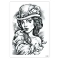 Waterproof temporary tattoo sticker vintage woman sketch design half arm body art - HB-803 / 148*210MM
