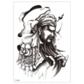 Waterproof temporary tattoo sticker warrior Guan Yu design black white body art transfer - TH-460