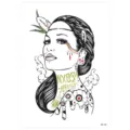 Waterproof temporary tattoo sticker featuring artistic woman portrait boho design for body art. - HB-187
